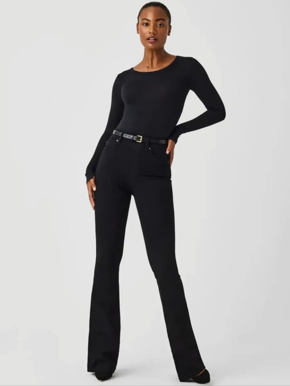 Spanx Tummy Slimming Shaping Fitted Flare Black Pull-on High Waist Stretch Sz SP